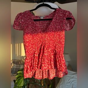American Eagle Floral Red Women's Top